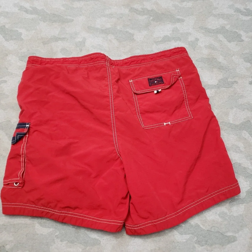 Vintage Tommy Hilfiger Trunks Shorts Mens‎ Medium Red Pocket Y2k